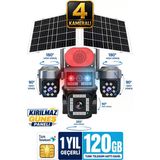 Rx84g 4 Kameralı 20Mp 120Gb Sim Kartlı Güvenlik Kamerası Çift Solar Panelli Güneş Enerjili Kamera