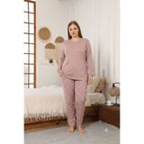 Ryam MOODA Kadın Büyük Beden V Yaka Pamuklu %95 Pamuk %5 Likra Penye Kadın Büyük Beden Pijama Takımı