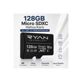 Ryan 128GB Micro SD Hafıza Kartı U3 V30 A1 SDXC 4K Video Destekli Yüksek Hızlı Telefon Kamera Drone Hafıza Kartı
