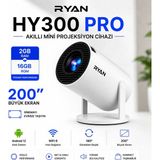 Ryan Akıllı Mini Projektör Ev Sinema Projeksiyon Cihazı 2gb Ram 16GB Rom HY300 Pro - Beyaz