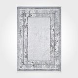 Rylee Gri Çerçeveli Modern Geometrik Etnik Desenli Boho Makinada Yıkanabilir Hafif Hav Toz Vermez Leke Tutmaz Kaymaz Taban Dijital Makine Baskı Halı Oturma Odası Salon Yolluk Koridor Mutfak Halısı