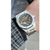 RYM-1012 RAYMOND OTOMATİK ERKEK KOL SAATİ - SAFİR CAM VE PASLANMAZ ÇELİK - 2 YIL GARANTİ