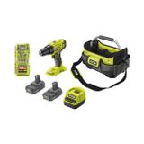 Ryobi R18DD4-220OTA5518V Çift Bataryalı Şarjlı Darbesiz Matkap, 50 Nm Tork, 13 mm Anahtarsız Mandren, LED Işıklı, Kömürsüz Motor, ONE+ Uyumlu, 2x2.0Ah Li-Ion, Yeşil