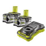 Ryobi Şarj cihazlı akü seti (18 V, 2 x pil 5 Ah, şarj süresi 60 dakika, şarj durumu göstergesi, 3 x daha fazla çalışma süresi) RC18150-250
