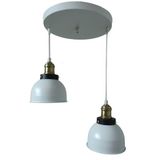 Rys Retro Metal Beyaz 2 Li Eskitme Duylu Dekoratif Rustik Sarkıt Avize Çap :30 Cm