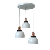 Rys Retro Metal Beyaz 3 Lü Bakır Duylu Dekoratif Rustik Sarkıt Avize Çap:30 Cm