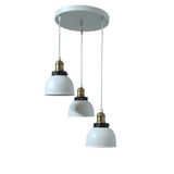 Rys Retro Metal Beyaz 3 Lü Eskitme Duylu Dekoratif Rustik Sarkıt Avize Çap:30 Cm