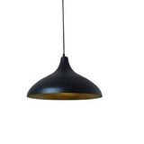 Rys Retro Metal Dekoratif Rustik Kafe Mutfak Aydınlatma Siyah İçi Sarı Sarkıt Avize Çap:35 Cm