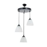 Rys Retro Metal Opal Camlı 3 Lü Dekoratif Modern Sarkıt Avize Çap:30 Cm Siyah