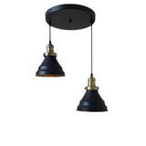 Rys Retro Metal Siyah 2 Li Dekoratif Rustik Sarkıt Avize Çap:30 Cm