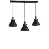 Rys Retro Metal Siyah 3 Lü Masa Üstü Sıralı Dekoratif Rustik Sarkıt Avize Genişlik 60 Cm