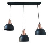 Rys Retro Metal Siyah Bakır Duylu Dekoratif 3 Lü Masa Üstü Siyah Rustik Avize En:60 Cm