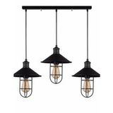 Rys Retro Metal Siyah Kafesli 3 Lü Masa Üstü Sıralı Sarkıt Avize 60 Cm