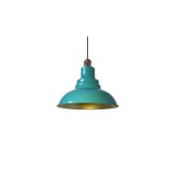 Rys Retro Metal Turkuaz Mavi Bakır Duylu Dekoratif Rustik Metal Sarkıt Avize Çap:30 Cm