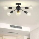 Rys Retro Siyah Metal 6lı Dekoratif Tavan Plofyoner Avize