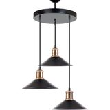 Rys Tasarım Retro Metal Siyah 3 Lü Dekoratif Rustik Sarkıt Avize Çap.30 cm