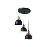 Rys Tasarım Rys Retro Metal Siyah 3 Lü Bakır Duylu Dekoratif Rustik Sarkıt Avize Çap:30 cm