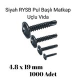 Rysb 4,8X19 Mm 1000 Adet Siyah Pul Başlı Matkap Uçlu Vida Otomatik Vida