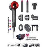 Ryvon Saç Kurutma ve Şekillendirici 1500 W Güçlü Full Set 8in1 3 Kademe Hız Ayarı ile Kırmızı