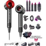Ryvon Saç Kurutma ve Şekillendirici Full Set 12IN1 1500 W 3 Kademe Isı Ayarı ile Kırmızı Renk