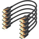 RyzzRooa Kısa HDMI Kablosu 1 Ayak, 5'li Paket, 18Gbps Yüksek Hızlı HDMI 2.0 Kablo Erkek - Erkek Kablosu, 4K@60Hz, 2K@144Hz, ARC, HDCP2.2, Soundbar, TV, PS5/4, Laptor, Monitör, Kamera vb. için 3D