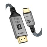 RyzzRooa USB C - HDMI Kablosu 6FT, 2'li Paket 4K@60Hz Tip C - HDMI Kabloları, [Thunderbolt 3/4 Uyumlu] iPhone 15 Serisi, iPad Pro, MacBook Pro/Air, Galaxy S24/S23, Surface, XPS, Monitör, TV vb. için