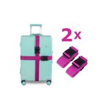 RZ RY ZAGA Valiz Kemeri Pembe Tokalı Ölçüsü Ayarlanabilir Bavul Emniyet Kemeri 2 Adet 4cm X 200 Cm