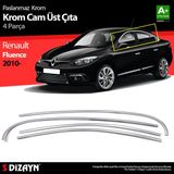 S-Dizayn 4 Prç Krom Cam Üst Çıtası Renault Fluence 2010-2016 Şık Tasarım ve Paslanmaz Kalite