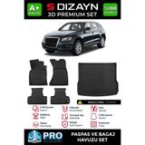 S-Dizayn Audi Q5 3D Pro Havuzlu Paspas ve Bagaj Havuzu Seti (2'li Set) 2009-2017 A+ Kalite - Siyah