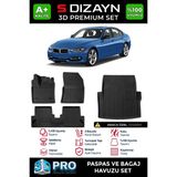 S-Dizayn Bmw 3 Serisi F30 3D Pro Havuzlu Paspas ve Bagaj Havuzu Seti (2'li Set) 2012-2019 A+ Kalite - Siyah