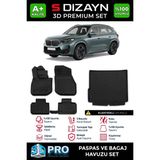 S-Dizayn Bmw Ix1 3D Pro Havuzlu Paspas ve Bagaj Havuzu Seti (2'li Set) 2024 Üzeri A+ Kalite - Siyah