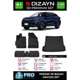S-Dizayn Chery Omoda 5 3D Pro Havuzlu Paspas ve Bagaj Havuzu Seti (2'li SET) 2022 Üzeri A+ Kalite - Siyah