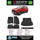S-Dizayn Chery Tiggo 7 Pro 3D Pro Havuzlu Paspas ve Bagaj Havuzu Seti (2'li SET) 2022-2025 A+ Kalite - Siyah