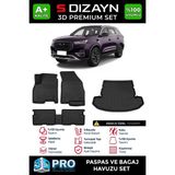 S-Dizayn Chery Tiggo 8 Pro 3D Pro Havuzlu Paspas ve Bagaj Havuzu Seti (2'li SET) 2022-2025 A+ Kalite - Siyah