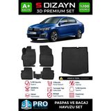 S-Dizayn Citroen C-Elysee 3D Pro Havuzlu Paspas ve Bagaj Havuzu Seti (2'li SET) 2012-2017 A+ Kalite - Siyah