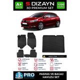S-Dizayn Citroen C4 3D Pro Havuzlu Paspas ve Bagaj Havuzu Seti (2'li Set) 2010-2018 A+ Kalite - Siyah
