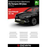 S-dizayn Fiat Egea Krom Ön Tampon Alt Çıtası Diamond Model 14 Prç. 2020 Üzeri Mat Krom A+ Kalite
