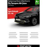 S-Dizayn Fiat Egea Krom Ön Tampon Alt Çıtası Diamond Model 14 Prç. 2020 Üzeri (Mat Krom) A+ Kalite