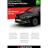 S-Dizayn Fiat Egea Krom Ön Tampon Alt Çıtası Diamond Model 14 Prç. 2020 Üzeri (Parlak Krom) A+ Kalite