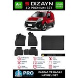 S-Dizayn Fiat Fiorino 3D Pro Havuzlu Paspas ve Bagaj Havuzu Seti (2'li SET) 2008-2023 A+ Kalite - Siyah