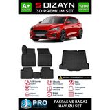 S-Dizayn Ford Focus 4 Sedan 3D Pro Havuzlu Paspas ve Bagaj Havuzu Seti (2'li SET) Tamir Kitli 2019 Üzeri A+ Kalite - Siyah