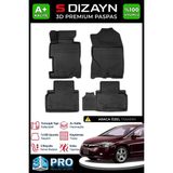 S-Dizayn Honda Civic 3D Pro Havuzlu Paspas 2006-2012 A+ Kalite 3DS-SDZ052 - Siyah