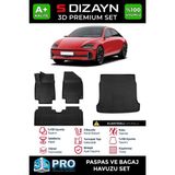 S-Dizayn Hyundai Ioniq 6 3D Pro Havuzlu Paspas ve Bagaj Havuzu Seti (2'li Set) 2022 Üzeri A+ Kalite - Siyah