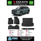 S-Dizayn Jaecoo J7 4x4 3D Pro Havuzlu Paspas ve Bagaj Havuzu Seti (2'li Set) 2024 Üzeri A+ Kalite - Siyah