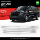S-Dizayn Mercedes Vito W447 Krom Cam Alt Çıtaları 8 Prç. (Tek Sürgülü Kapı-L3 Uzun Şasi) 2014-2020