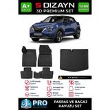 S-Dizayn Nissan Juke 3D Pro Havuzlu Paspas ve Alt Bagaj Havuzu Seti (2'li Set) 2019 Üzeri A+ Kalite - Siyah