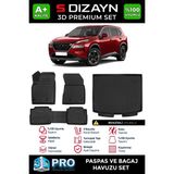 S-Dizayn Nissan X-Trail Benzinli 3D Pro Havuzlu Paspas ve Bagaj Havuzu Seti (2'li Set) 2022 Üzeri A+ Kalite - Siyah