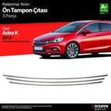 S-Dizayn Opel Astra K Hb Krom Ön Tampon Alt Çıtası 3 Prç 2015-2022 (Sensörsüz)