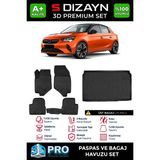 S-Dizayn Opel Corsa F 3D Pro Havuzlu Paspas ve Üst Bagaj Havuzu Seti (2'li Set) 2019 Üzeri A+ Kalite - Siyah