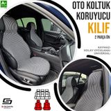 S-dizayn Oto Koltuk Koruyucu Kılıf Çizgili Füme Beyaz Universal 2 Parça Ön A+ Kalite